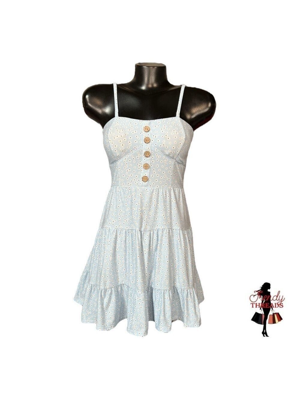 33 NOBO Pastel Blue Floral Mini Dress SMALL Coquette Boho Cottagecore Auction